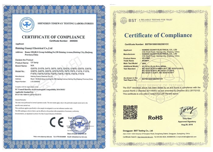 certification of 55 watt uv pond light certification of 55 watt uv pond light